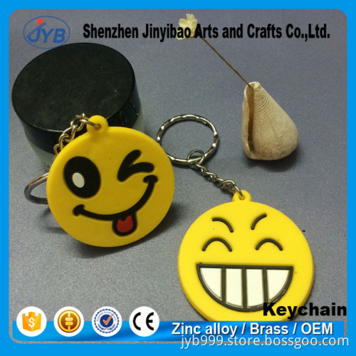 good quality custom plastic pvc emoji head keyring big smile facial keychain